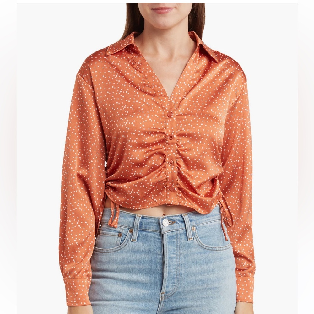 Lush Orange Polka Dot Blouse